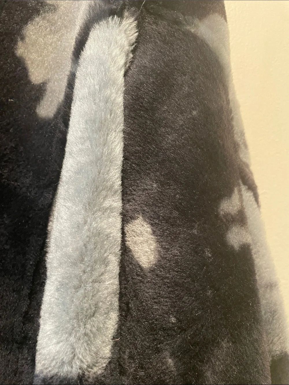 Punto Genuine Lambskin Shearling  Marbled Black & Gray Teddy Zip Jacket